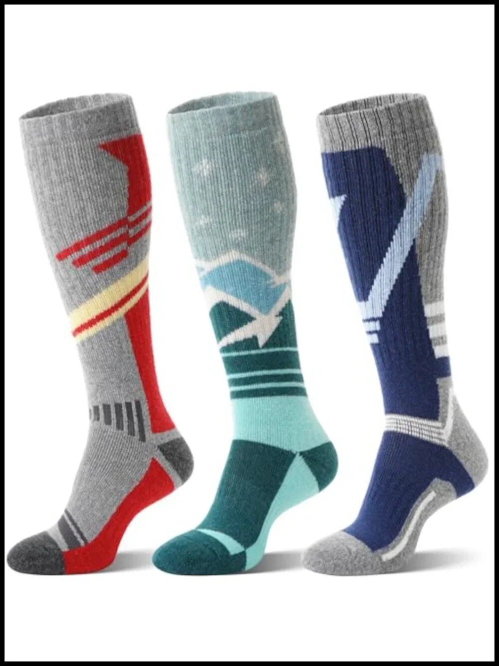 3 Pairs Merino Wool Ski Socks Thermal Winter Thick Knee High Snowboarding Socks